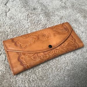 Vintage leather wallet, handmade in Mexico